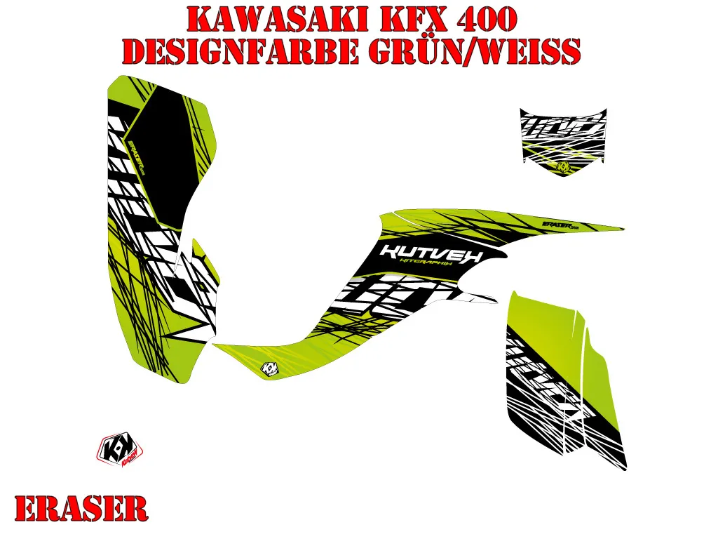 Eraser Green-White for Kawasaki KFX 400