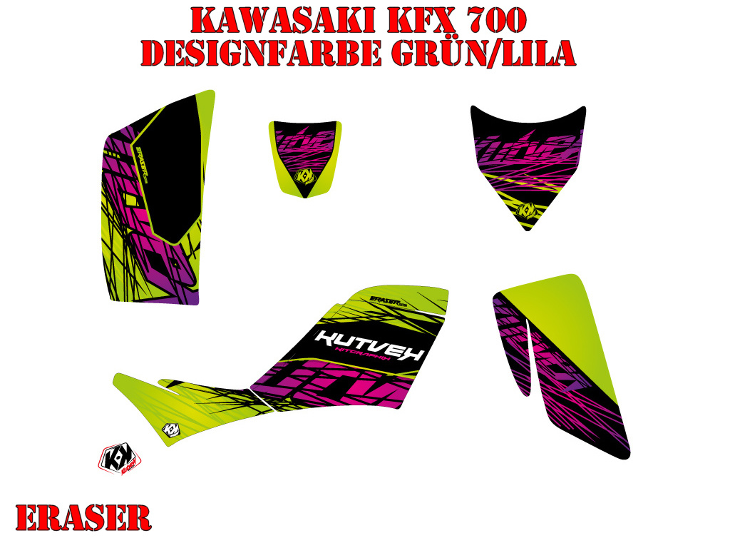 Eraser Grün-Lila für Kawasaki KFX 700