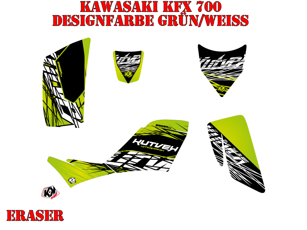 Eraser Grün-Weiß für Kawasaki KFX 700
