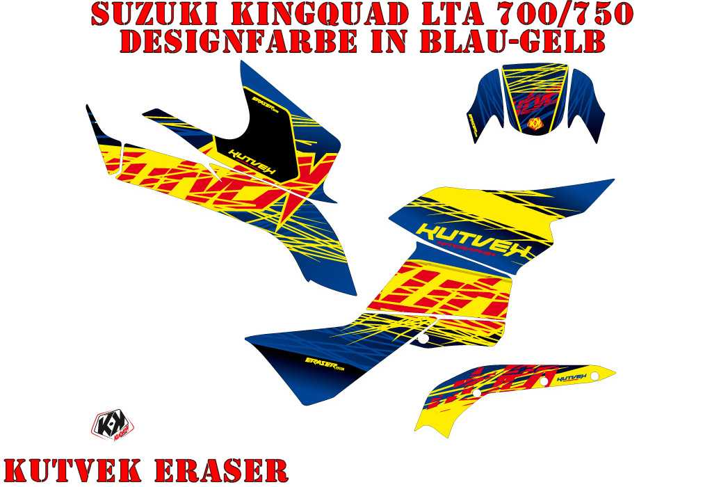 Eraser Blau-Gelb für Suzuki King Quad LT-A 700/750