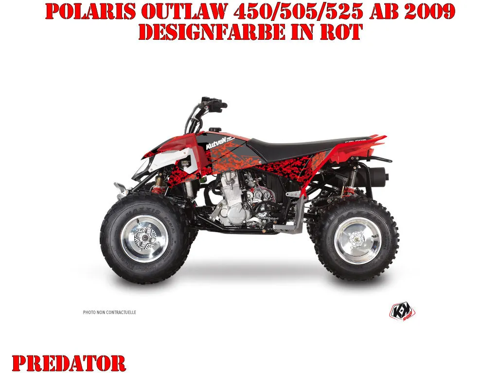 Example picture for thr colors, Predator Red-Black for Polaris Outlaw 450/500/525 up 2009+