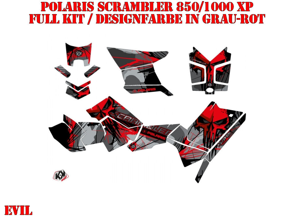 Beispiel Bild für die Farben, Evil Grey-Red Full Kit for Polaris Scrambler 850/1000 XP 2013-2022
