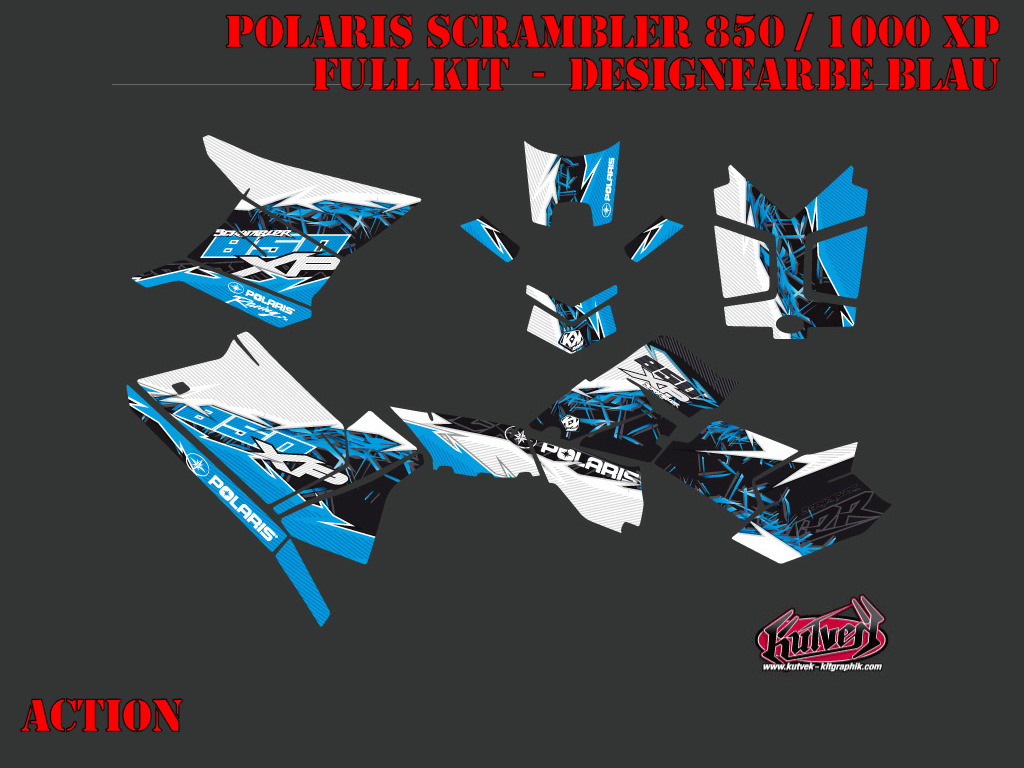Beispiel Bild für die Farben, Action Blue Full Kit for Polaris Scrambler 850/1000 XP 2013-2022
