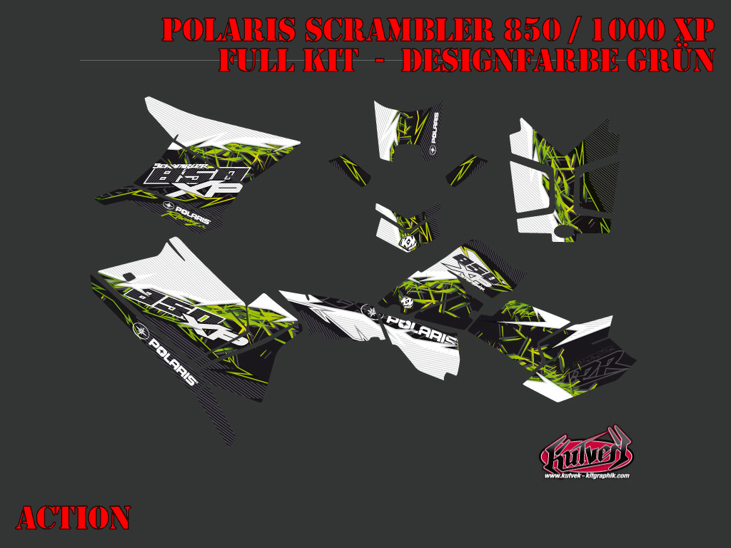 Beispiel Bild für die Farben, Action Green Full Kit for Polaris Scrambler 850/1000 XP 2013-2022