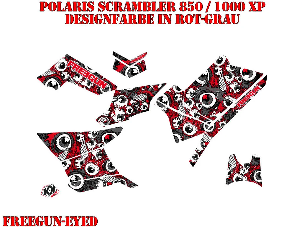 Beispiel Bild für die Farben, Freegun-Eyed Red-Grey Standard Kit for Polaris Scrambler 850/1000 XP 2013-2022
