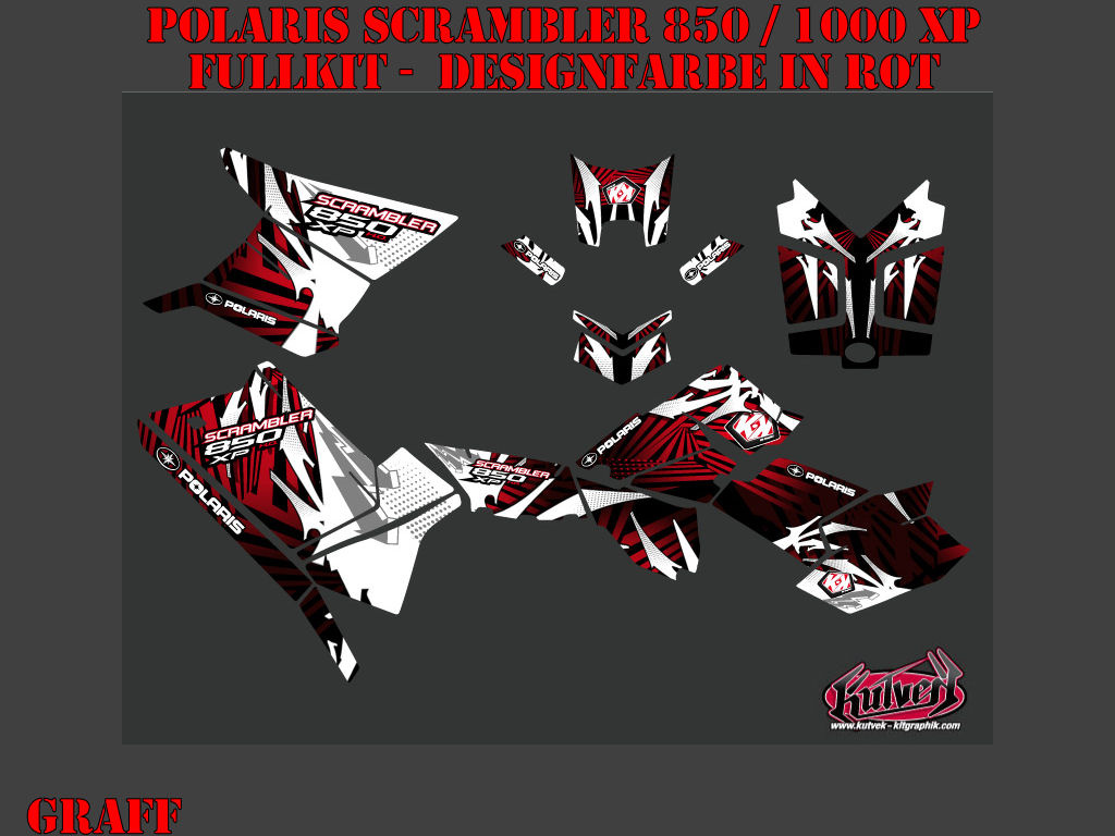 Beispiel Bild für die Farben, Graff Red Full Kit for Polaris Scrambler 850/1000 XP 2013-2022