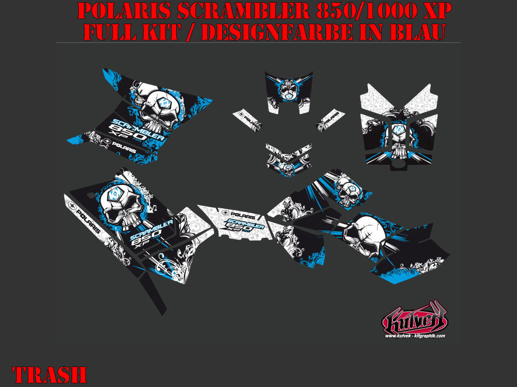 Beispiel Bild für die Farben, Trash Blue Full Kit for Polaris Scrambler 850/1000 XP 2013-2022
