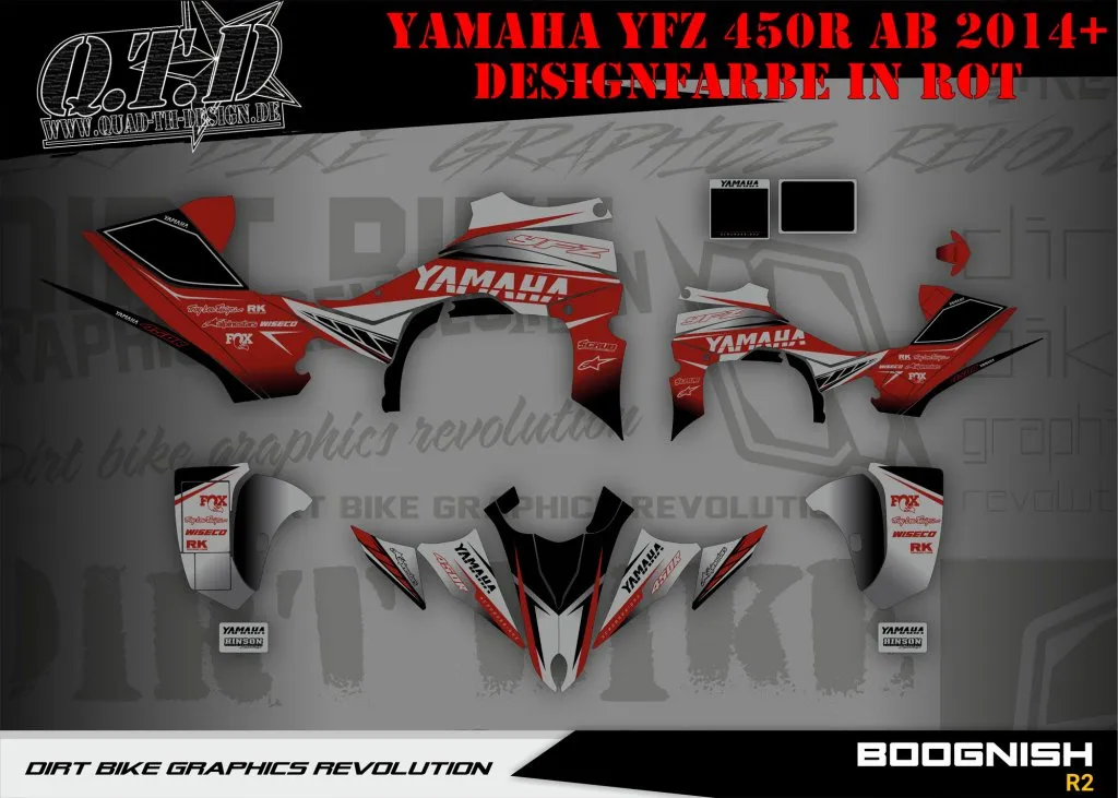 Example picture for thr colors, Boognish Red for Yamaha YFZ 450R from 2014+