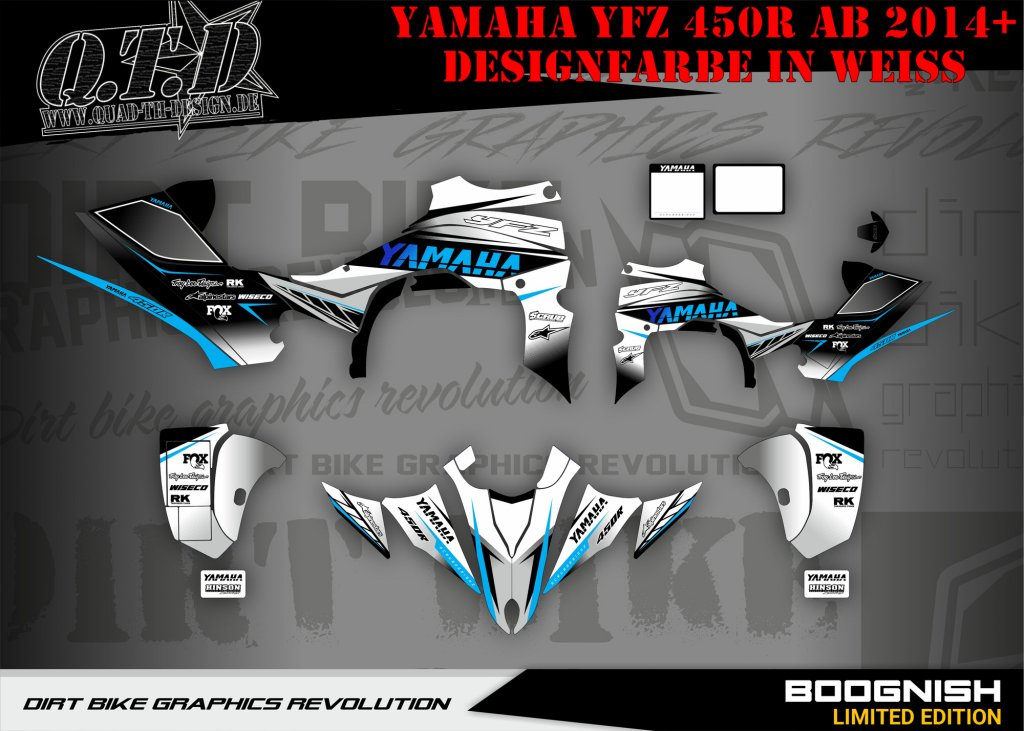 Beispiel Bild für die Farben, Boognish Weiß für Yamaha YFZ 450R ab 2014+