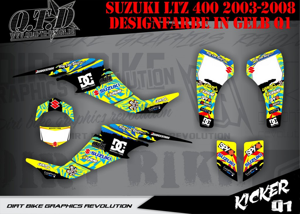Beispiel Bild für die Farben, Kicker Gelb für Suzuki LTZ 400 2003-2008