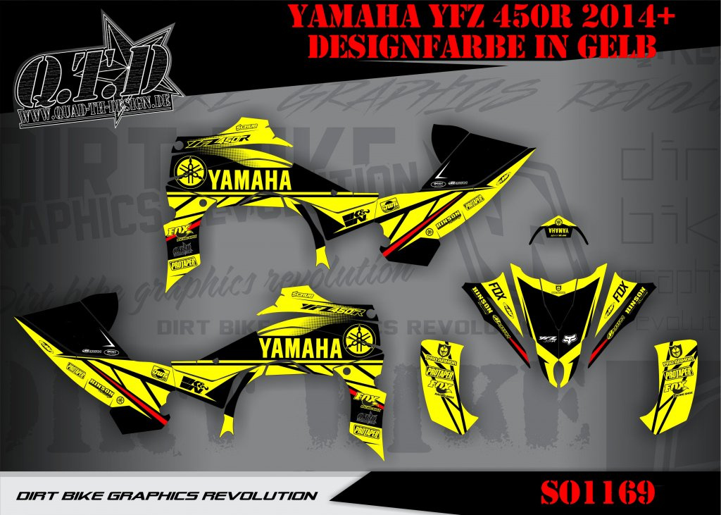 Beispiel Bild für die Farben, SO1169 Fluo-Gelb für Yamaha YFZ 450R ab 2014+