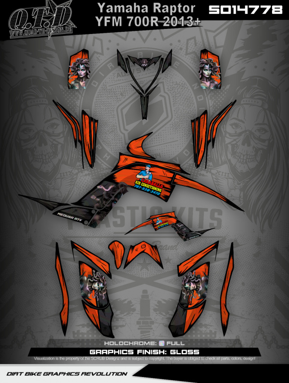 SO14778 print on base material holo foil for the Yamaha Raptor YFM 700R 2013+