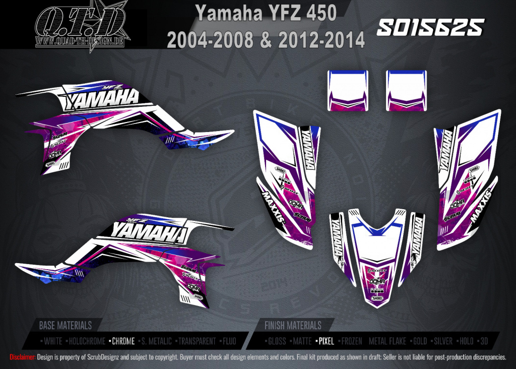 SO15625 auf Chrome Folie gedruckt für Yamaha YFZ 450R 2009-2013