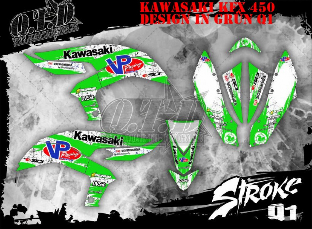 Example picture for thr colors, Stroke Green for Kawasaki KFX 450