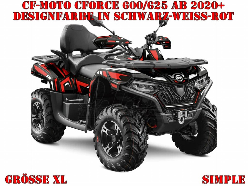 Simple Schwarz-Weiß-Rot XL Version für CF-Moto CForce 600-625 S/L ab 2020+