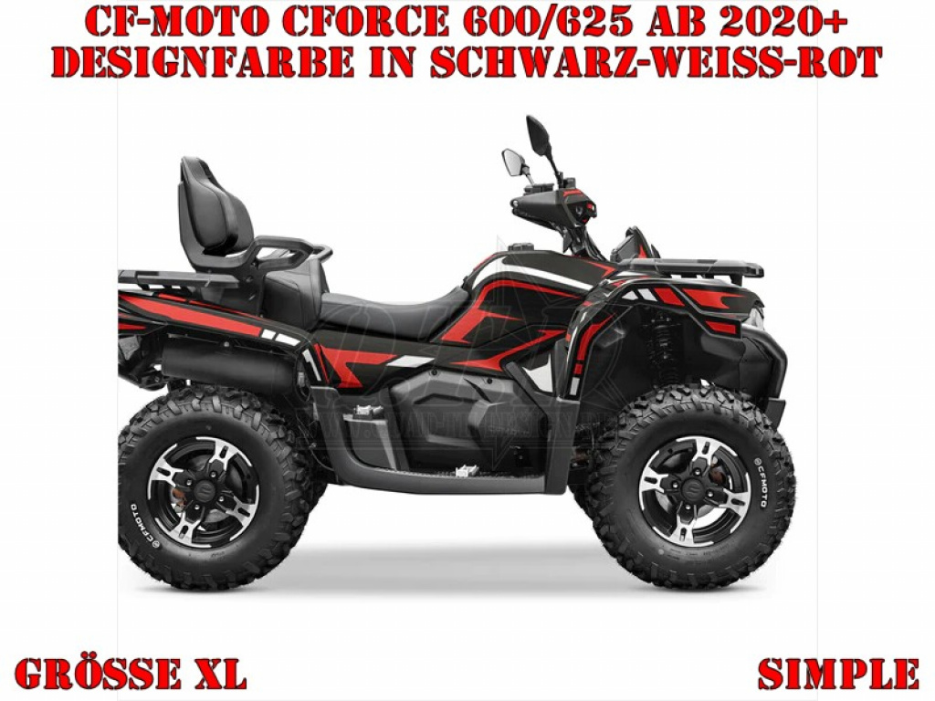 Simple Schwarz-Weiß-Rot XL Version für CF-Moto CForce 600-625 S/L ab 2020+