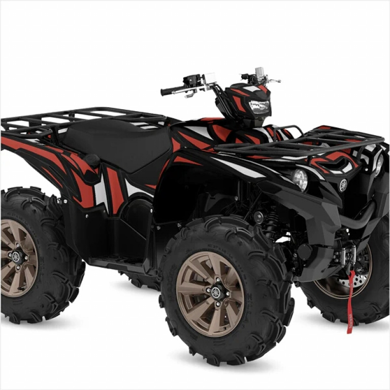 Simple Schwarz-Rot XL Version für Yamaha Grizzly ﻿700 2016+