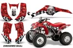 Checkered Skull Hintergrund = Rot, Designfarbe = Silber für Honda TRX 250EX 2001-2005