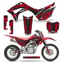 Zooted Hintergrund = Schwarz, Designfarbe = Rot mit Nummernfeldern für Honda CRF125 F 2019-2025