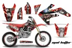 Mad Hatter Hintergrund = Rot, Designfarbe = Silber mit Nummernfeldern für Honda CRF150R 2007-2016