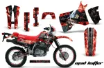 Mad Hatter Hintergrund = Rot, Designfarbe = Schwarz mit Nummernfeldern für Honda XR650L 1993-2018