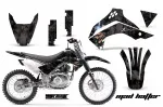 Mad Hatter Hintergrund = Schwarz, Designfarbe = Schwarz ohne Nummernfeldern für Kawasaki KLX140 2008-2019