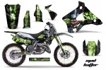 Mad-Hatter Hintergrund = Schwarz, Designfarbe = Grün mit Nummernfeldern für Kawasaki KX125/250 1994-1998