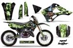 Mad-Hatter Hintergrund = Schwarz, Designfarbe = Grün mit Nummernfeldern für Kawasaki KX125/250 1999-2002