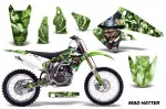 Mad-Hatter Hintergrund = Grün, Designfarbe = Grün ohne Nummernfeldern für Kawasaki KX250F 2004-2005