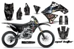 Mad-Hatter Hintergrund = Schwarz, Designfarbe = Schwarz ohne Nummernfeldern für Kawasaki KX250F 2009-2012