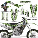 Mad-Hatter Hintergrund = Grün, Designfarbe = Weiß mit Nummernfeldern für Kawasaki KX450F 2019-2023