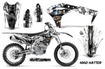 Mad-Hatter Hintergrund = Weiß, Designfarbe = Schwarz mit Nummernfeldern für Kawasaki KX250F/KFX250 2017-2020