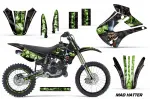 Mad-Hatter Hintergrund = Schwarz, Designfarbe = Grün mit Nummernfeldern für Kawasaki KX85/100 2001-2013