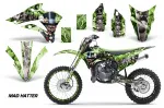 Mad-Hatter Hintergrund = Grün, Designfarbe = Silber mit Nummernfeldern für Kawasaki KX85/100 2014-2021