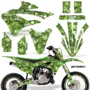 Butterfly Hintergrund = Grün, Designfarbe = Weiß mit Nummernfeldern für Kawasaki KX85/112 2022-2024