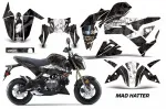 Mad-Hatter Hintergrund = Schwarz, Designfarbe = Weiß für Kawasaki Z125 Pro 2017-2024