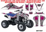 Brittany Hintergrund = Weiß, Designfarbe = Pink für Kawasaki KFX 400 2003-2008