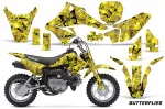 Butterfly Hintergrund = Gelb, Designfarbe = Schwarz mit Nummernfeldern für Suzuki DRZ 70 2008-2016