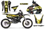 Mad-Hatter Hintergrund = Schwarz, Designfarbe = Gelb mit Nummernfeldern für Suzuki RM 125 1999-2000