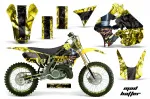 Mad-Hatter Hintergrund = Gelb, Designfarbe = Schwarz mit Nummernfeldern für Suzuki RM 250 1996-1998