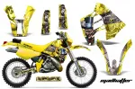Mad-Hatter Hintergrund = Gelb, Designfarbe = Silber ohne Nummernfeldern für Suzuki RMX 250 1989-1998