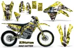 Mad-Hatter Hintergrund = Gelb, Designfarbe = Silber mit Nummernfeldern für Suzuki RMX 450Z 2009-2017