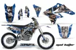 Mad-Hatter Hintergrund = Blau, Designfarbe = Silber mit Nummernfeldern für Suzuki RMZ 250 2007-2009