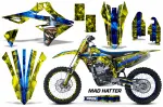 Mad-Hatter Hintergrund = Gelb, Designfarbe = Blau mit Nummernfeldern für Suzuki RMZ 450 2018-2025