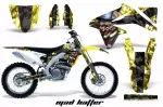 Mad-Hatter Hintergrund = Gelb, Designfarbe = Schwarz ohne Nummernfeldern für Suzuki RMZ 450 2008-2017