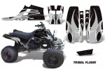 Tribal Flames Hintergrund = Schwarz, Designfarbe = Silber für Yamaha Banshee YFZ 350 Full Bore