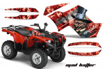 Mad-Hatter Hintergrund = Rot, Designfarbe = Silber für Yamaha Grizzly 700/550 2007-2014