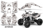 Butterfly Hintergrund = Weiß, Designfarbe = Schwarz für Yamaha Raptor YFM 350