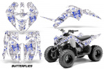 Butterfly Hintergrund = Weiß, Designfarbe = Blau für Yamaha Raptor 90 2009-2015