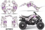 Butterfly Hintergrund = Weiß, Designfarbe = Lila für Yamaha Raptor 90 2016+
